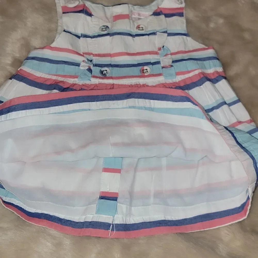 JANIE AND JACK BLUE, CORAL AND WHITE STRIPED SLEEVELESS TOP, SIZE 2T